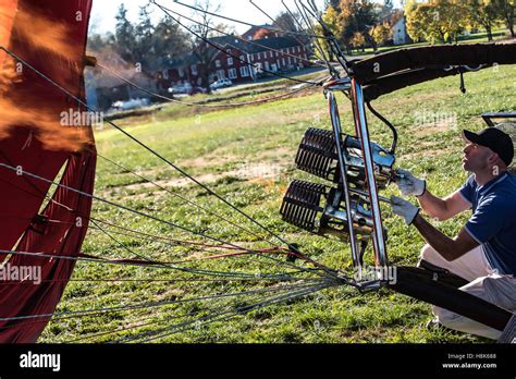 Lancaster Pa Hot Air Balloon And Aerial Images Over Farm Land Stock Photo Alamy