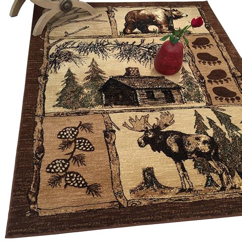 Handcraft Rugs Cabin Rug Lodge Cabin Nature And Animals Area Rug