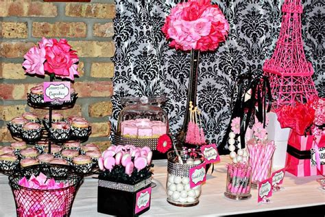 Parisian French Paris Pink Pink And Black Birthday Party Ideas Photo 4 Of 15 Paris Theme