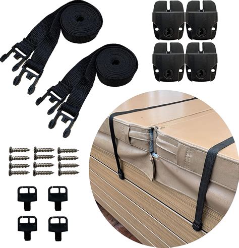 Happy Hot Tubs Hot Tub Cover Storm Straps PAIR Spa Safety Secure Fits Most Spas Locks Wind