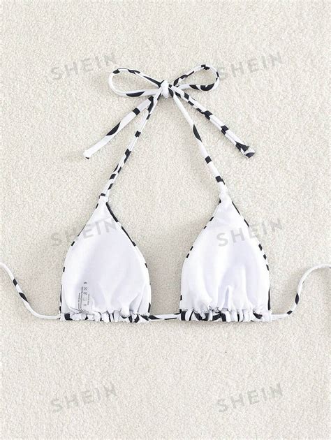 SHEIN Swim Vcay Allover Print Halter Triangle Bikini Top SHEIN UK