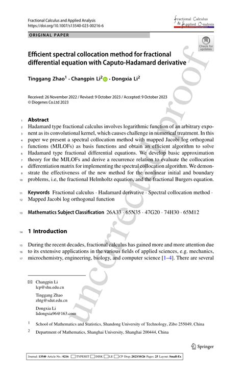 PDF Efficient Spectral Collocation Method For Fractional Differential