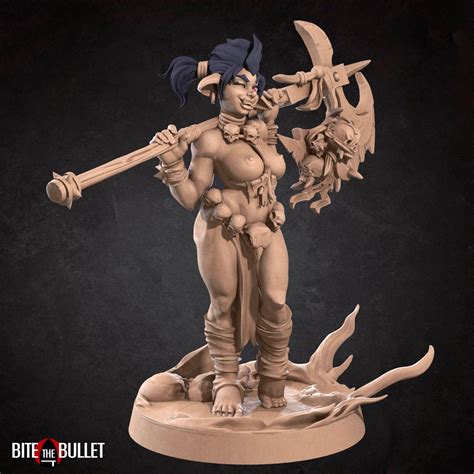 Goblin - NSFW Exotic Pinup Topless - bite the Bullet - D&D Mini - Etsy