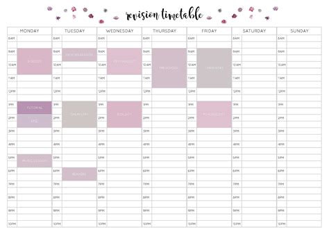 Blank Revision Timetable Template – Atlantaauctionco.com