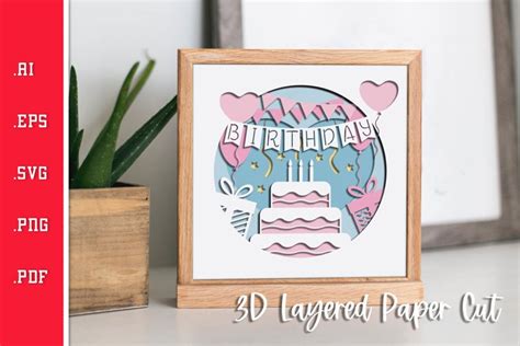 Birthday Layered Paper Cut Svg 1293554