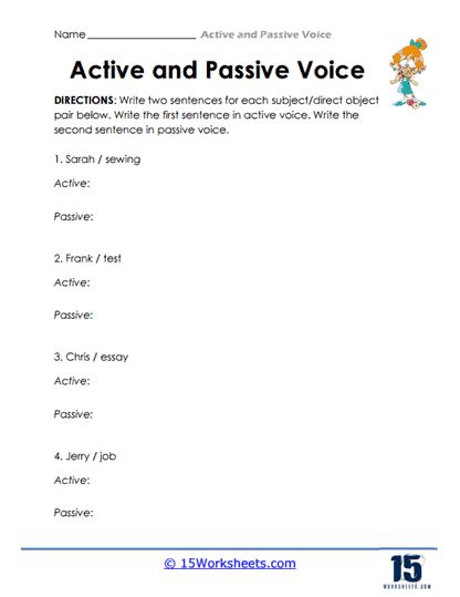 Class 8 English Grammar Chapter 15 Active And Passive Voice Worksheets Library