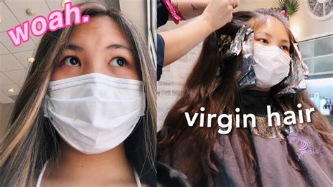 Dying My Virgin Hair Blonde ASIAN TEEN Summer Transformation YouTube