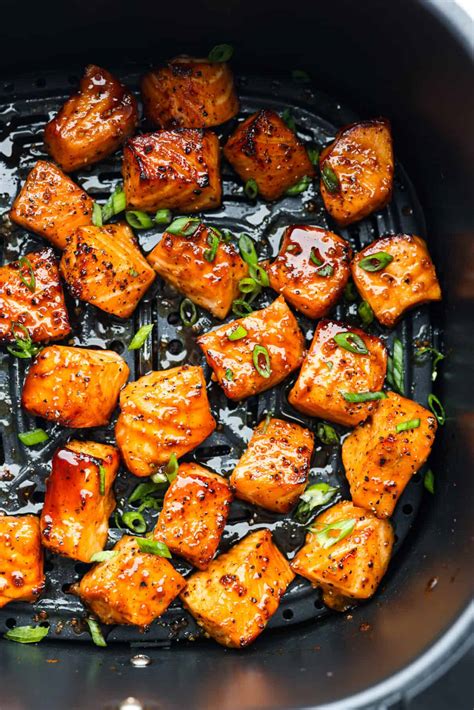 Honey Garlic Glazed Air Fryer Salmon Bites The Recipe Critic