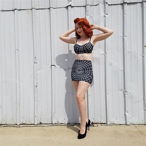 Vintage Inspired Two Piece Spiderweb Set High Waist Bikini Etsy