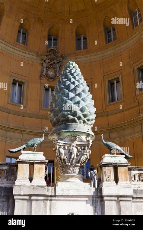pine cone statue peacock  res stock photography  images alamy