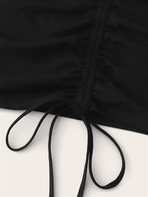 Shein Qutie Drawstring Front Crop Tee Shein Usa