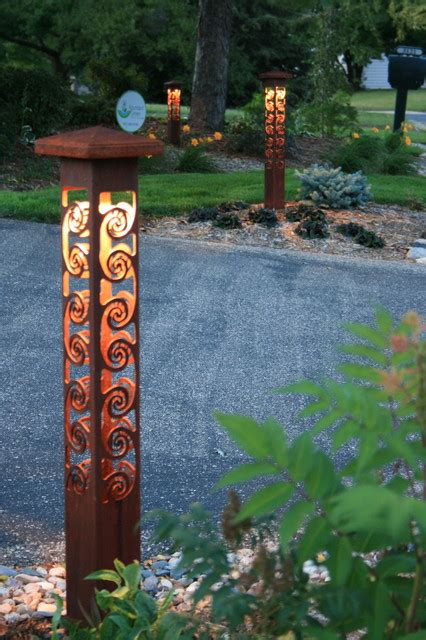 Swirls 4x4 Bollards by driveway - Eclectic - Landscape - Minneapolis ...