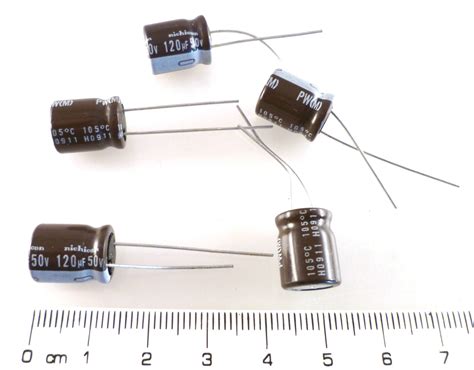 Nichicon PW Electrolytic Capacitors 120uF 50V 105 C 5 Pieces MBE011F