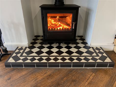 Harlequin Tiled Hearth - Yorkshire Stoves & Fireplaces