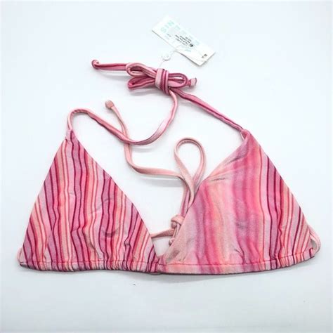 Frankie S Bikinis Swim Frankies Bikinis Tia Velvet Bikini Top Halter Tie Back Solar Stripe