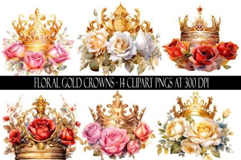 Floral Gold Crown Clipart Graphic by Digital Paper Packs · Creative Fabrica