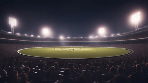 Premium AI Image | Cricket stadium at night upper front view generated ...