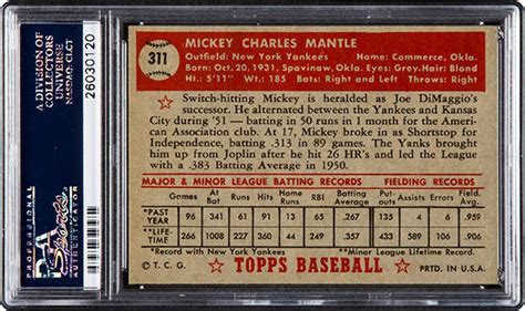 1952 Topps Mickey Mantle Tops $1 Million