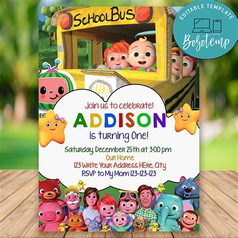 Editable Cocomelon Party Invitation Instant Download Bobotemp