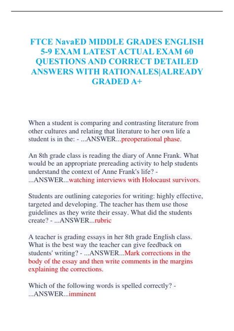 Ftce Middle Grades Science Sample Test 7