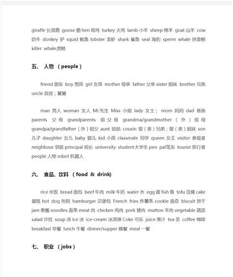 日常生活英语单词分类大全 文档之家