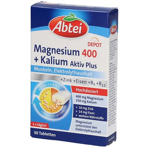 Abtei Magnesium 400 Kalium DEPOT 30 St Shop Apotheke At