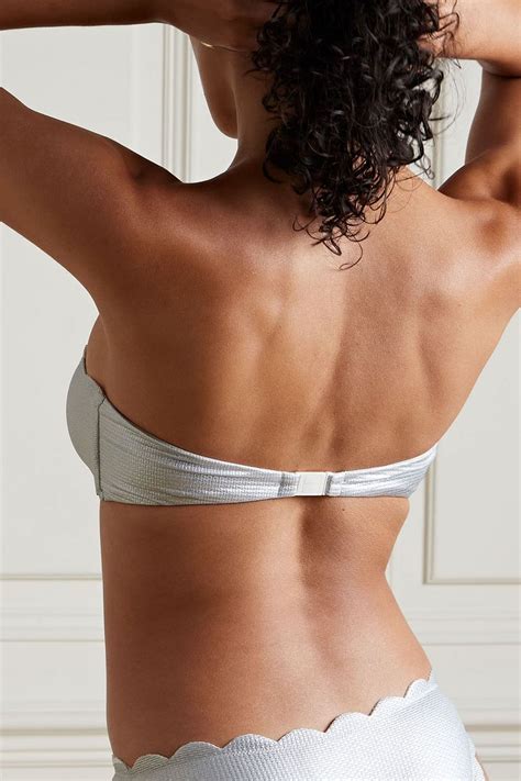 MARYSIA Antibes Reversible Scalloped Seersucker Bandeau Bikini Top THE OUTNET