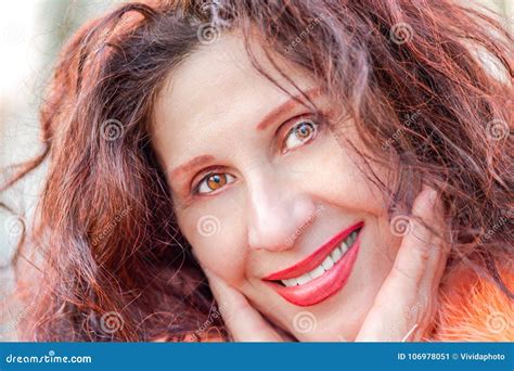 Closeup Of A Beautiful Smiling Mature Woman Stock Image Image Of Female Closeup 106978051