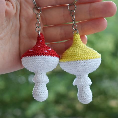 Crochet Pattern Mushroom Mushroom Keychain Red Mushroom Etsy