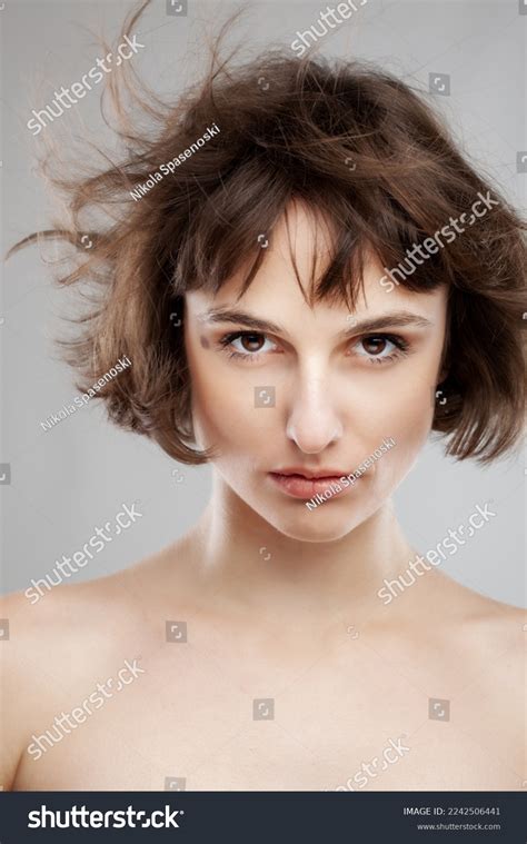 Beauty Portrait Brunette Girl Short Hair Stock Photo 2242506441 Shutterstock