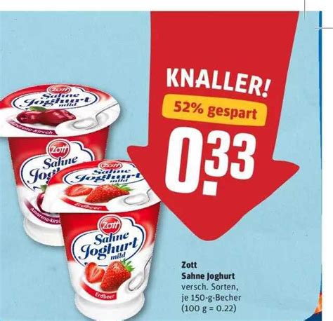 Zott Sahne Joghurt Angebot Bei Rewe Prospekte De