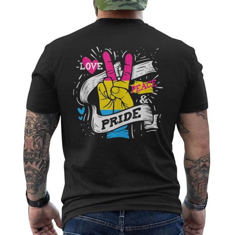 Subtle Pan Pride Flag Love Peace Pride Cute Lgbtq Gay Mens Back Print T Shirt Mazezy