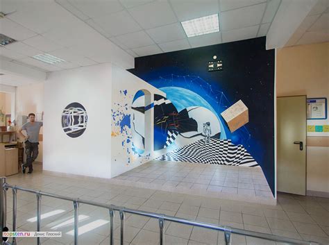 Роспись стен в школе - космос - Topsten