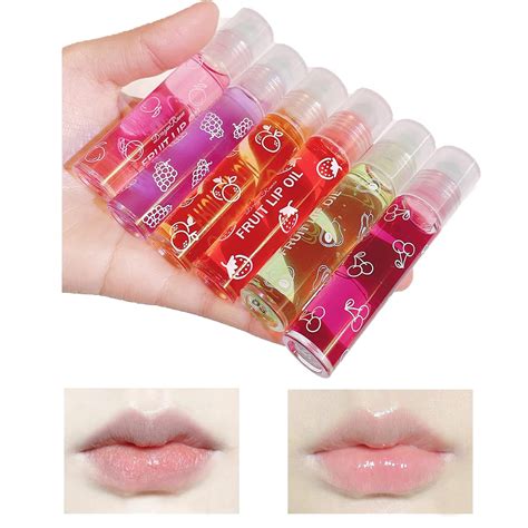 Gireatick 6pcs Fruity Flavors Rolling Ball Lip Oil Set