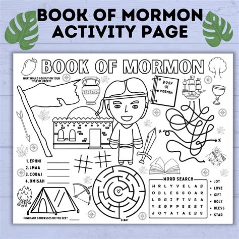 Book Of Mormon Activity Page For Kids Book Of Mormon Lesson Book Of