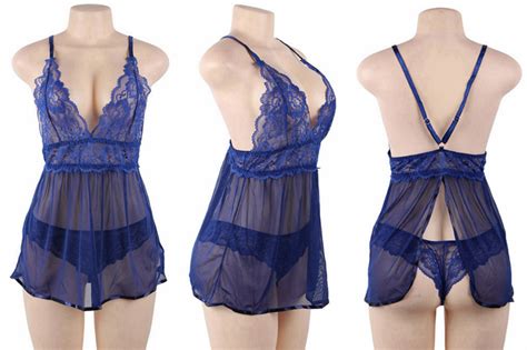 China High Quality Sexy Transparent Negligee Nude Sheer Royal Blue Lingerie Babydoll China