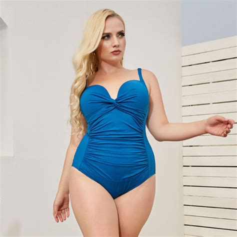 Lady S Plus Size Swimwear Blue Halter Sex Women Swimsuit Bikini Solid Customization