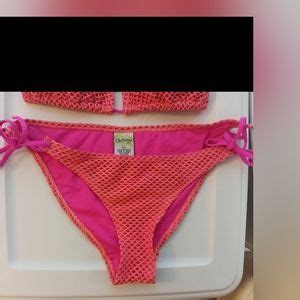 Castaway Swim Girls Castaways Orangepink Bikini Self Tie Eyelet Swimsuit Size Poshmark