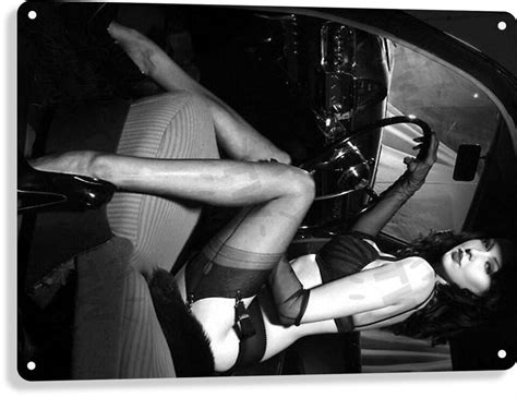 Strapped In Pinup Girl Sexy Hot Rod Cars Garage Shop Wall Decor Metal Tin Sign EBay