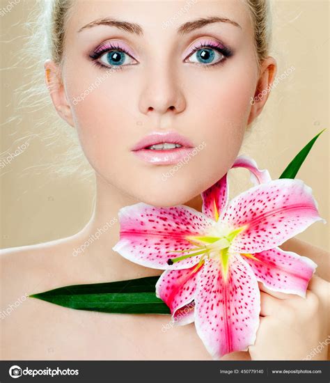 Beautiful Blonde Pink Flower Stock Photo SvetlanaFedoseeva