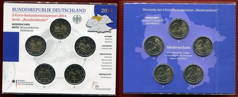 BRD 2 Euro Gedenkmünzen Satz Deutschland 5 x 2 Euro 2014 Satz