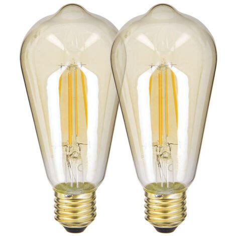 Xanlite Pack de 2 Ampoules à filament LED Vintage ST64 Ambrées