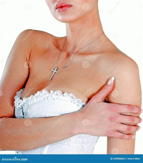 Close Up Of Female Model In White Lingerie Stock Photo Image Of Female Lingerie