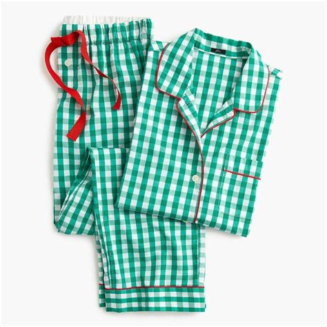 Nwt J Crew Plaid Pajama Set Green Red White Gingham Size Small In