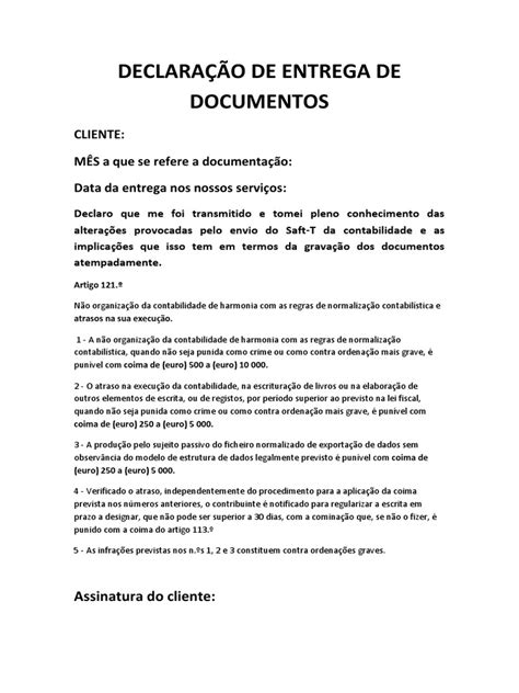 Declaração de Entrega de Documentos | PDF