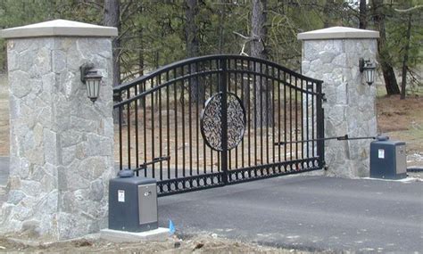stone pillars and metal gate | gate entry automatic ornamental double ...