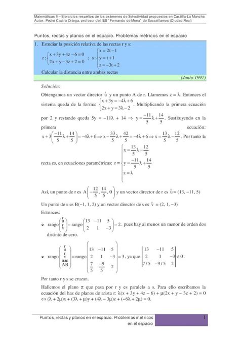 PDF Puntos rectas y planos en el espacio Problemas métricos