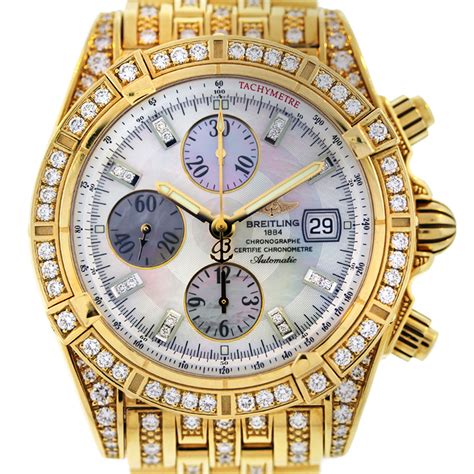 Breitling Chronomat Evolution K13356AJ All Diamond 18k Gold Watch