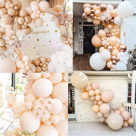 123 globos de color nude de diferentes tamaños kit de arco de guirnalda de globos nude de 18