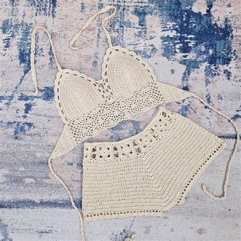 Summer Women S Beach Bikini Piece Set Hand Crochet Woven Etsy